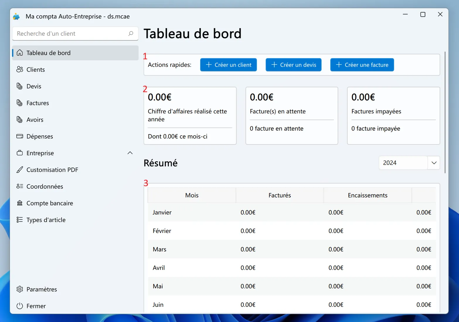 Ma compta Auto-Entreprise "tableau de bord"